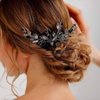 Brishow Black Wedding Hair Comb Rhinestones Opal Crystal Vintage Bridal Hair Clips Bride Hairpiece Handband Accessories for Women and Girls
