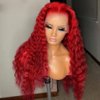 JYZ Hair Hot Red Lace Front Wigs Human Hair 180% Density 13X4 Curly Brazilin Virgin Hair Glueless Wigs Human Hair HD Lace Front Wigs Human Hair Pre Plucked with Baby Hair Middle Part 14 Inch
