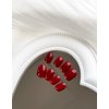 Press on Nails Dark Red Square Short Fake Nails Full Cover with Glossy Dark Red Extra Short False Nails Artificial Acrylic Nails with Designs for Women Girls 24 Pcs