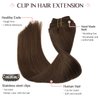 Hair Extensions Real Human Hair Clip in, Chocolate Brown 16 Inch 7pcs 120g, MAXITA Clip in Hair Extensions Real Human Hair Remy Thick Straight Natural Hair Extensions for Woman