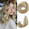 LADY MIRANDA 14 Inch Tape in Hair Extensions Human Hair 40g/20pcs Blonde Hair Extensions Soft Hair Extensions Real Human Hair Invisible Tape in Hair Extensions (9A/60, 14 Inch)