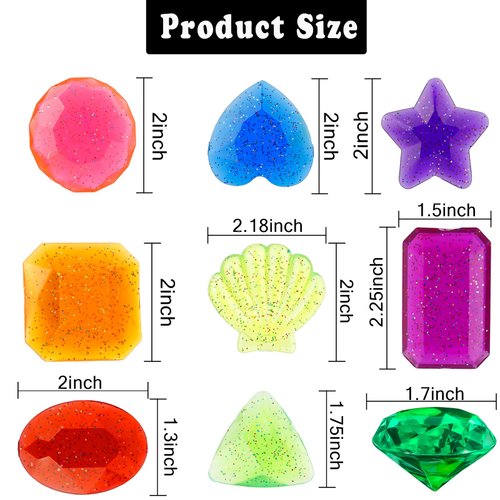 Diving Gem Pool Toys, Diving Gems for Pool for Kids, 16 Big Colorful Diamond Pirate Treasure Summer Underwater Gemstone Swimming Training Gift Water Toy Pool Games for Party Favors Birthday Decoration