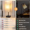 GGOYING Bedside Table Lamp, Pull Chain Table Lamp with USB C+A Charging Ports, 2700K LED Bulb, Fabric Linen Lampshade, Nightstand Lamp for Livingroom Bedroom Office Reading Working