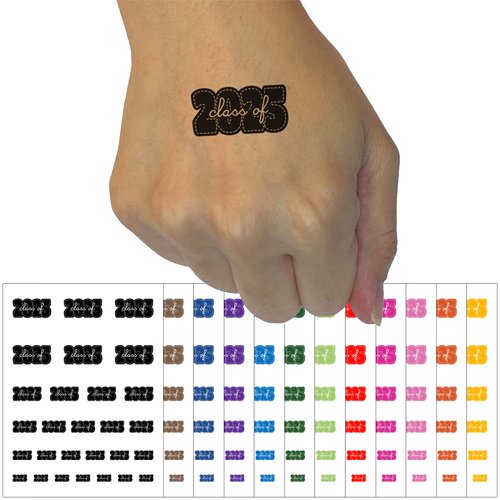 Class of 2025 Bold Year Graduate Graduation School College Temporary Tattoo Water Resistant Fake Body Art Set Collection - Purple (One Sheet)