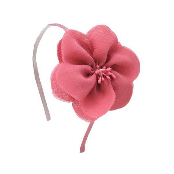 Mia Mauve, Pink Flower Headband, Pretty, Beautiful Chiffon And Satin Ribbon, For Women And Girls, 1pc