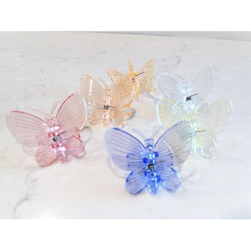 Generic Set of two small clear butterfly dragonfly hair claw clips (Primary color: Peach)