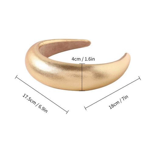 VANTOBEST 2Pcs Vintage Leather Padded Headbands Puffy Sponge Hairbands Wide Brim Headwear Hair Hoop Hair Band Hair Ties Hair Accessories for Women Ladies Girls (Gold and Silver)