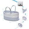 Clearworld Baby Diaper Caddy Organizer - 100% Cotton Rope Nursery Storage Bin for Changing Table and Car,Portable Diaper Caddy Basket for Boys and Girls (Grey)