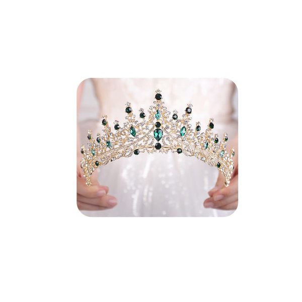 JWICOS Tiaras and Crowns for Women Crystal Wedding Tiara Crown Headband Princess Tiara for Bride Quinceanera Crown for Birthday Prom Pageant Halloween Costume Cosplay (Green)