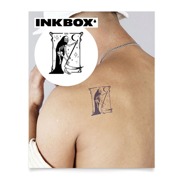 Inkbox Temporary Tattoos, Semi-Permanent Tattoo, One Premium Easy Long Lasting, Water-Resistant Temp Tattoo with For Now Ink - Lasts 1-2 Weeks, La Mort, 4 x 4 in