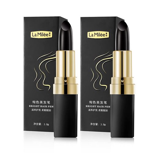 La Milee Hair Color Pencil - Instant Gray Root Coverage & White Hair Color Modify, One-Time Temporary Cream Stick for Root Touch Up (3.8g, 2 black)
