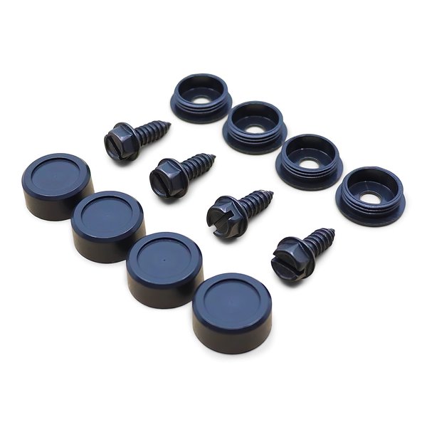 OttoSpeed License Plate Screws and Caps Kit - Anti Theft Security Fasteners with Threaded Screw Covers for Front and Back Plates on Cars, Trucks, and SUVs - 12-Piece Black Stainless Steel Bolt Set