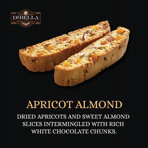 Dibella Biscotti Cookies – Authentic Italian Biscotti, Apricot Almond, 6-Count – Gourmet Cantuccini Biscotti – Rich Flavor – Crunchy Outside with Silky Middle – Classic Italian Biscotti