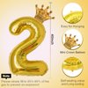 40 Inch Gold Number 2 & Mini Crown Balloon for Birthday Party Decorations, 2nd Birthday Party Decorations, Baby Shower Anniversary Balloons Decorations Supplies