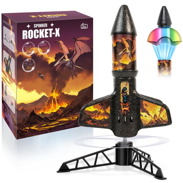VICHTOP Rocket Launcher for Kids - 200ft of Flight Altitude, Model Rocket with Launch Set, Outdoor Toys for Ages 8-12, Model Rockets with Parachute Safely Land, Birthday Gift for Kids Boys & Girls