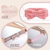 VITEVER 4 Pack Spa Headband for Washing Face, Girls Makeup Bow Tie Hair Band, Microfiber Women Headbands, Elastic Headband to Wash Face Skincare Cosmetics Shower- White, Brown, Rose Pink, Light Pink