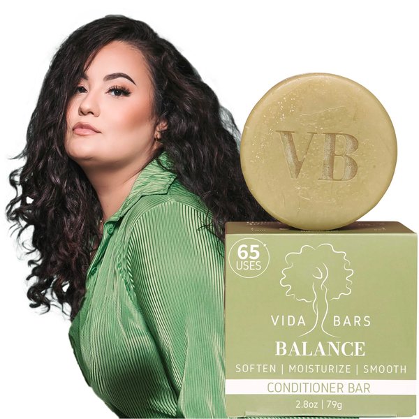 Vida Bars Balance Solid Conditioner Bar for Curly Hair | All Natural Moisturizing Bar Conditioner for Dry Hair & Oily Scalp | Vegan, Sulfate Free, Paraben Free, Handmade in the USA (Lemongrass Scent)