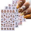 12 Sheets Fall Nail Art Stickers Autumn Leaves Nail Decals Pumpkins Drinking Maple Leaves Flower Nail Design 3D Self-Adhesive Holiday Thanksgiving Sliders Manicure Nail Decor