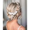 Wedding Flower Bridal Hair Comb Pearl Hair Pieces for Brides Rhinestone Bridal Hair Pins Rose Flower Girl Headpiece Wedding Flower Hair Accessories for Brides YISSION