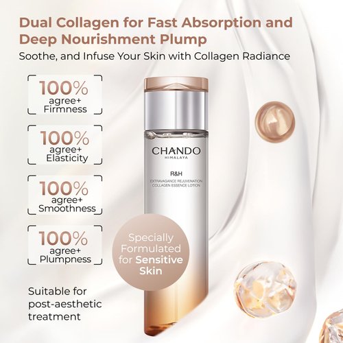 CHANDO Himalaya Extravagance Rejuvenation Collagen Essence Lotion (200ml/6.76oz) - Daily Collagen Face Moisturizer Toner with Hyaluronic Acid for Visibly Glowing, Lightweight