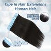 Tape in Hair Extensions Human Hair 100% Remy Hair 20pcs 50g/Pack Straight Seamless Invisible Skin Weft Extensions Easy to Apply and Style (#1B Natural Black, 12 Inch)
