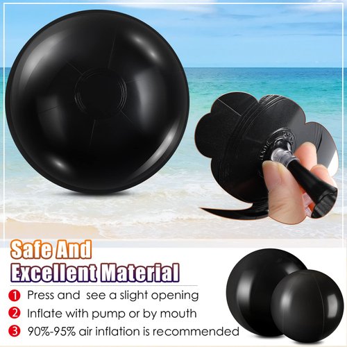 Sinmoe 12 Pieces Halloween Inflatable Decorations Solid Beach Ball Inflatable Beach Ball Swimming Pool Party Ball for Summer Beach, Pool and Halloween Party Favor, Beach Toys (Black, 16 Inch, 24 Inch)