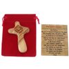 No Greater Love ... Olive wood Comforting Cross engraved with Crown of Thorns and Heart of our Lord Package. Comes with gift box,Velvet bag & Lord's Prayer card - 3" Cross