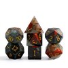 Febote Natural Gemstone Dice Set, 7 Pcs Bloodstone DND Dice with Box Used for Dungeon and Dragon Dice Games D4 D6 D8 D10 D% D12 D20 (Bloodstone)