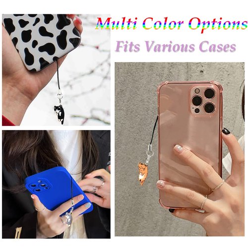 Sopopal 6 Pcs Cat Phone Charm Aesthetic Cell Phone Charm Kawaii With Handmade Cute Hanging Pendants Decor