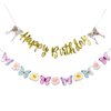 SUNBEAUTY Butterfly Happy Birthday Banner Butterfly Birthday Party Decoration Garden Party Decorations Fairy Party Decoration Spring Banner Flowers Banner | Pre-Strung