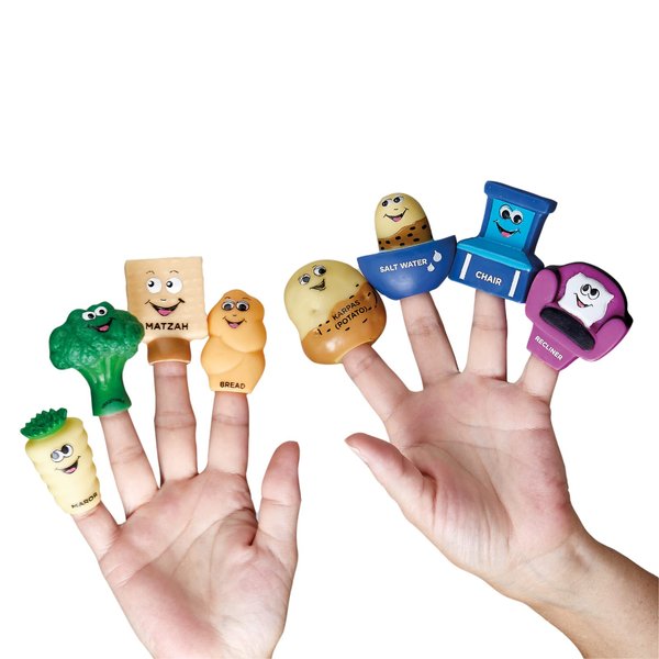 Mah Nishtana Vinyl Finger Puppets Set of 8 | Passover Gifts Pesach Seder Jewish Holiday Party Educational Playful Learning Goodie Bag Favors!