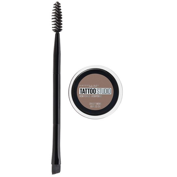 Maybelline TattooStudio Brow Pomade Long Lasting, Buildable, Eyebrow Makeup, Soft Brown, 1 Count