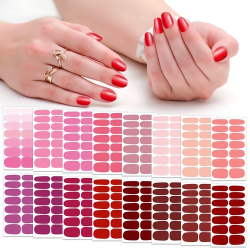 SILPECWEE 16 Sheets Nail Polish Stickers Full Nail Wraps Stick on Nail Polish Strips Self Adhesive Gel Nail Strips Fingernails Sticker Nails for Women with 1pc Nail File (Stylish Style)