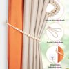 Wood Bead Curtain Tiebacks, KLOGTSIND Set of 2 Curtain Holdbacks for Thin or Thick Window Draperies, Boho Farmhouse Curtain Tiebacks with Hooks, Curtain Tie Backs for Home Office Room Decor