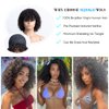 Mjiokii Bob Wigs Human Hair 180% Density Glueless Jerry Curly Short Bob Wig Human Hair None Lace Front Wigs With Bangs Machine Made Bob Wigs Human Hair 12 inch Black Wig