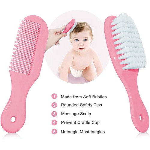 Baby Grooming Kit, Infant Safety Care Set with Hair Brush Comb Nail Clipper Nasal Aspirator,Baby Essentials Kit for Newborn Girls Boys (Pink Baby Grooming kit)