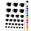Coffee Mug Cup Solid Temporary Tattoo Water Resistant Fake Body Art Set Collection - Black (One Sheet)