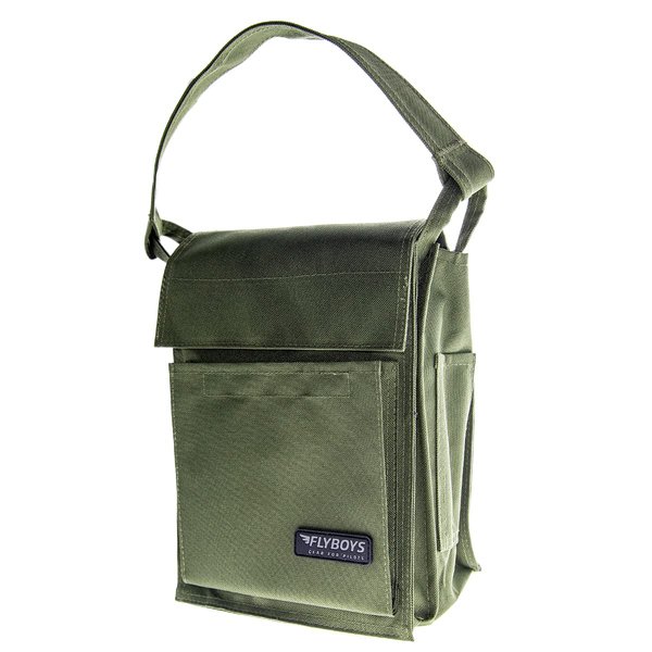 FLYBOYS – Regular Pubs Bag – Aviation Shoulder Bag with Expanded Capacity – 7.5" x 10" Pilot Gear Bag for Professional & General Aviation – Olive Green