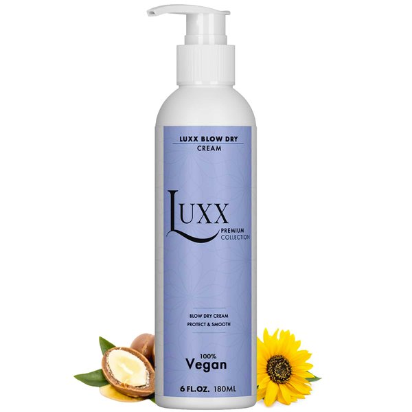 Luxx Blow Dry Cream | Frizz Control | Vegan Heat Protectant Styling Cream | Infused with Argan Oil & Shea Butter | Sulfate & Paraben-Free (6 Fl. Oz)