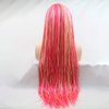 Micro Braided Wigs for Black Women Colorful Red Pink Blonde Handmade Braids Lace Front Wigs Long Synthetic Realistic Braiding Wig with Natural Hairline Gluless Natural Hairline Cosplay Party 28 inch