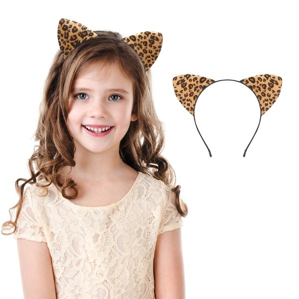 Berjena Leopard Cat Ears Headband, Cheetah Ears, Animal Ears Handband for Halloween Costume Cosplay or Party Decoration, Cougar Ears for Women Female