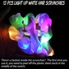 12PCS LED Hair Scrunchies Light Up White Scrunchies,Satin Ponytail Holder Glow in the Dark Hair Accessories Neon Rave Party Supplies