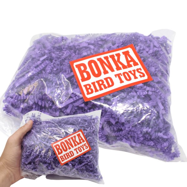 Bonka Bird Toys Colored Crinkle Shred Paper Chew Forage Nesting Treat Natural Multi-Use Craft Part Projects Cockatiels Parakeets Conures Amazons and Other Similar Birds (Purple)
