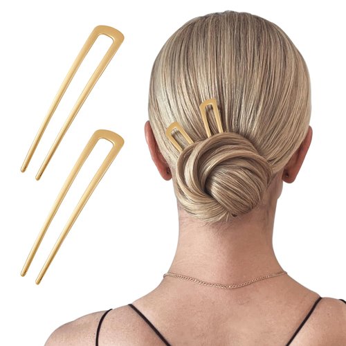 2Pcs U Shaped Hair Pins, Metal Hair Fork, Vintage Hair Sticks, Hair Pins for Buns, French Updo Hair Pins for Women Hair Accessories Girls Gifts Hairstyle Chignon