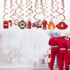 Anor Wishlife Fire Truck Hanging Swirl Decorations,Firefighter,Fireman for Themed Birthday Party,Department,Together,Celling,Home,Office,Bedroom,School(30Ct)