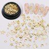 2 Box Star Nail Charms Nails Art Studs 3D Gold Star Moon Nail Charms Metallic Star Moon Nail Rhinestones Nail Jewelry Decorations Manicure Kit Art Accessories Supplies for Women Girls Acrylic Nails