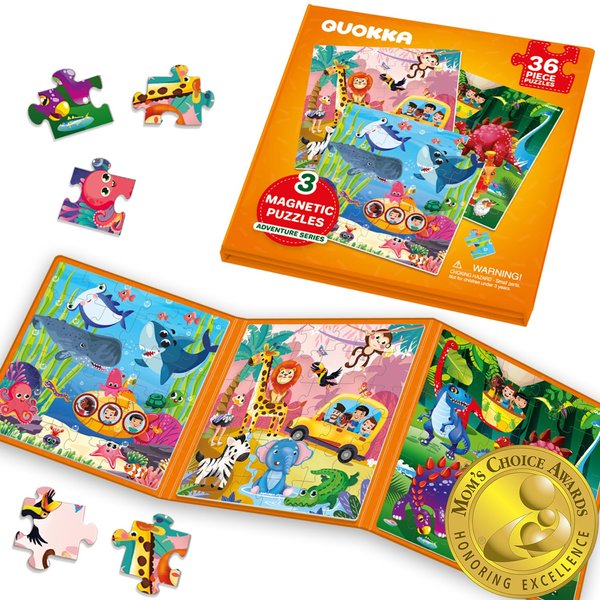 QUOKKA Magnetic Puzzles for Kids 4-6 - 36 Pieces Sudoku Puzzles Games for Kids Ages 3-5 - Animal Car Activities Toy for Boys and Girls 2-4 yo - Learning Magnet for Road Trip