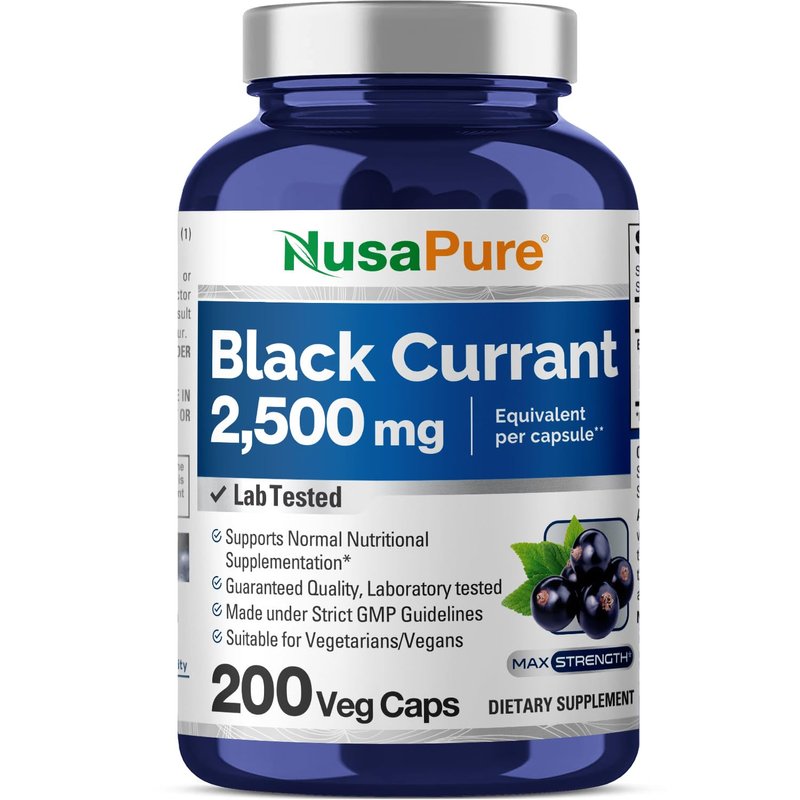 NusaPure Black Currant 2500 Mg Equivalent per Caps 200 Veggie Capsules (Powder, Extract 10:1, Veg...
