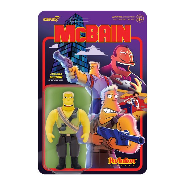 Super7 The Simpsons McBain (Commando) - 3.75" The Simpsons Action Figure with Accessory Classic TV Show Collectibles and Retro Toys
