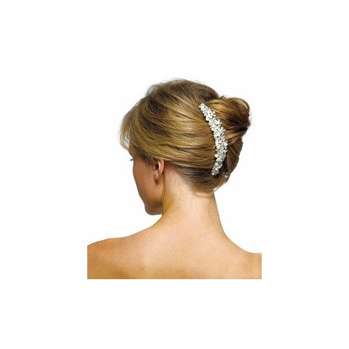 Ivory Pearls & Crystal Flowers Hair Comb